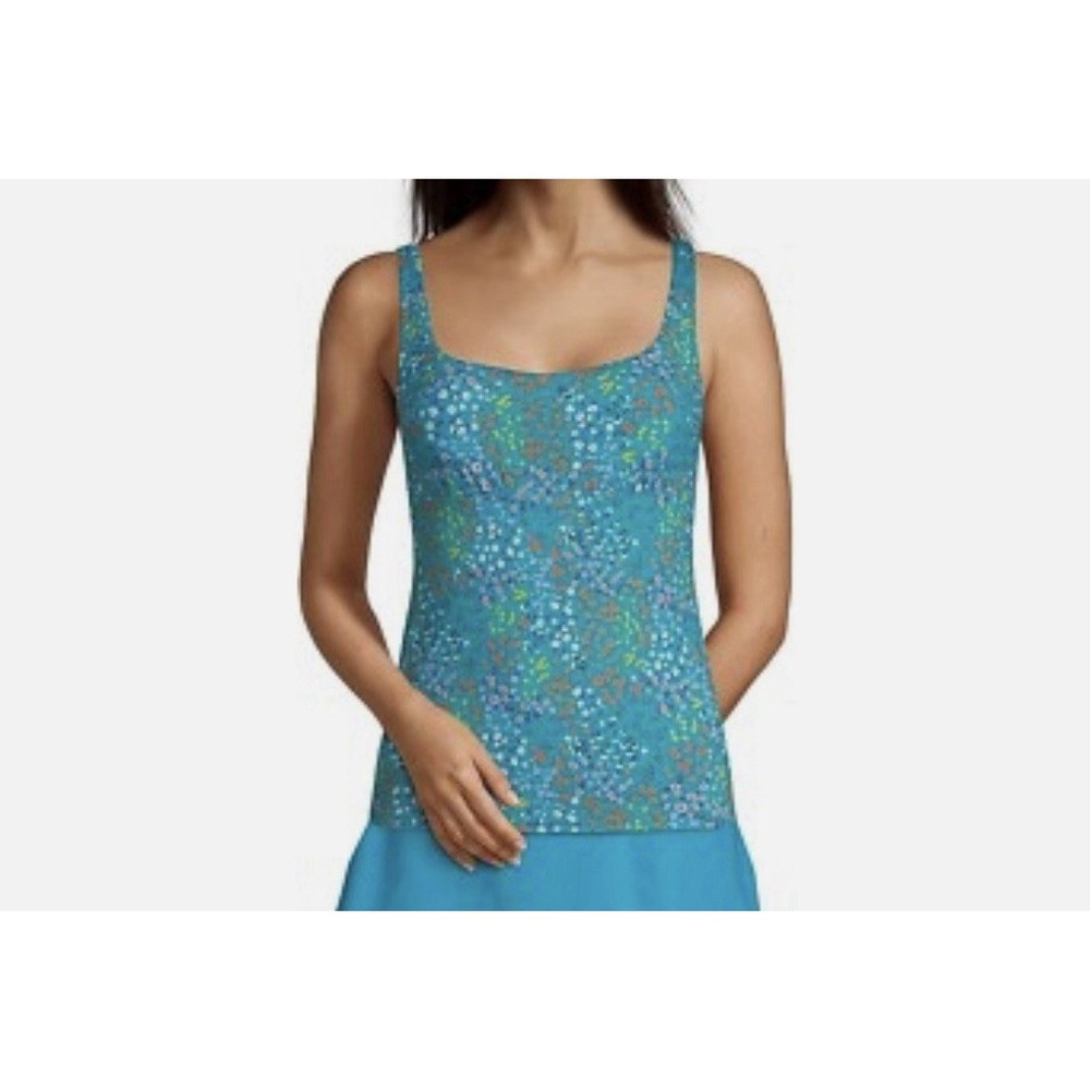 Lands End Size 10 Square Neck Tankini Swimsuit Top - Picture 2 of 13